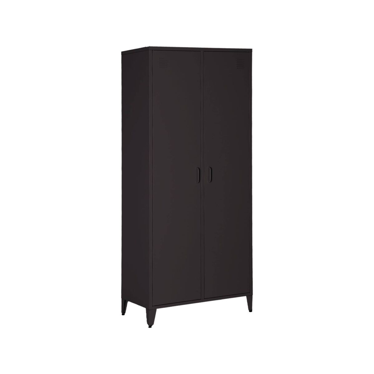 Armario/vestidor industrial de metal 2 puertas, 4 estantes, 1 48 Negro