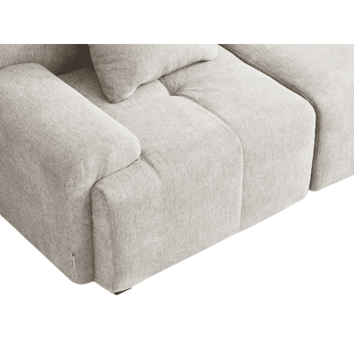 Sofá modular de 3 lugares, tecido chenille na cor branco marfim