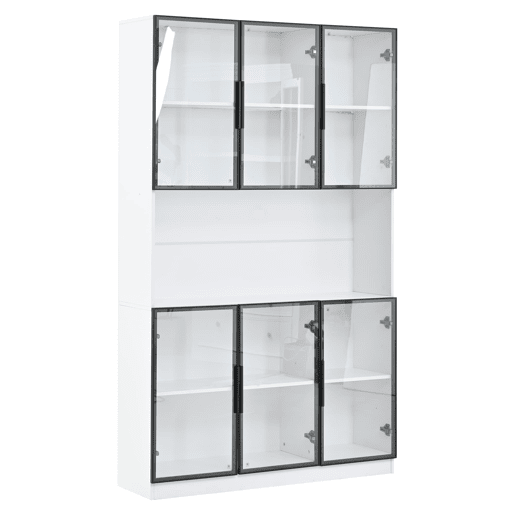 Vitrine 120x34x200 cm - 6 portas, LED, área aberta, multifuncional - Branco Vitrine 120x34x200 cm - 6 portas, LED, área aberta, multifuncional - Branco