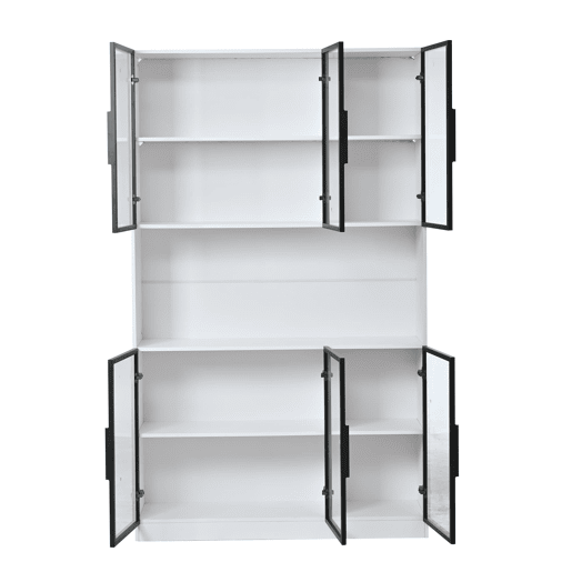 Vitrine 120x34x200 cm - 6 portas, LED, área aberta, multifuncional - Branco Vitrine 120x34x200 cm - 6 portas, LED, área aberta, multifuncional - Branco