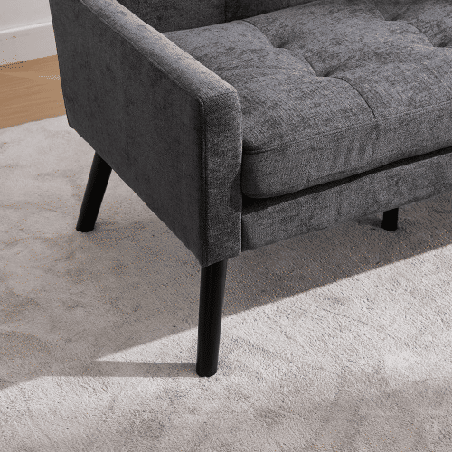Conjunto de poltronas decorativas de 1 e 2 lugares - espuma de alta densidade, pernas de madeira - cinza escuro