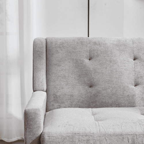 Conjunto de poltronas decorativas 1+2 lugares - espuma de alta densidade, pernas de madeira - cinza claro