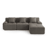 Sofá modular de 3 lugares com chaise longue, tecido chenille na cor castanho acinzentado