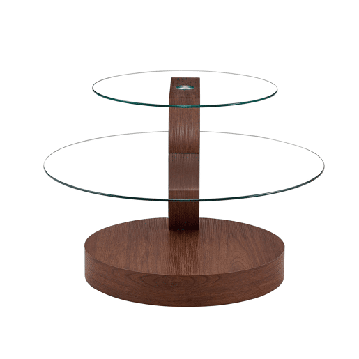 Mesa de centro - vidro de segurança de 2 níveis, design minimalista, MDF veado - TransparenteNogueira