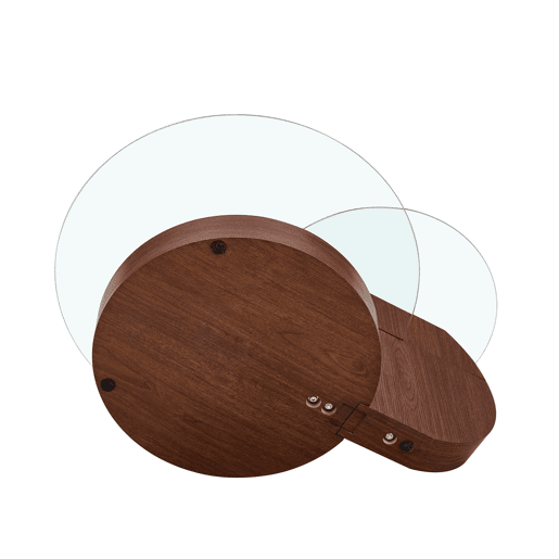 Mesa de centro - vidro de segurança de 2 níveis, design minimalista, MDF veado - TransparenteNogueira