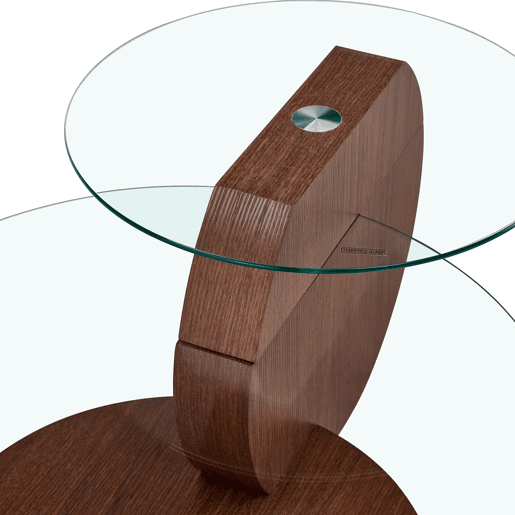Mesa de centro - vidro de segurança de 2 níveis, design minimalista, MDF veado - TransparenteNogueira