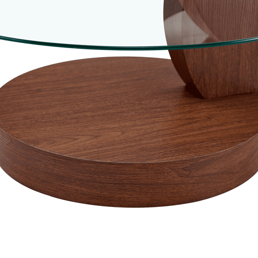 Mesa de centro - vidro de segurança de 2 níveis, design minimalista, MDF veado - TransparenteNogueira
