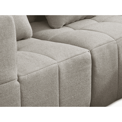 Sofá modular de 3 lugares, tecido bouclé na cor bege pedra
