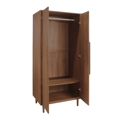 Guarda-roupa com efeito de madeira, 2 portas, Juliana, Madeira de nogueira, 80x55x180 cm