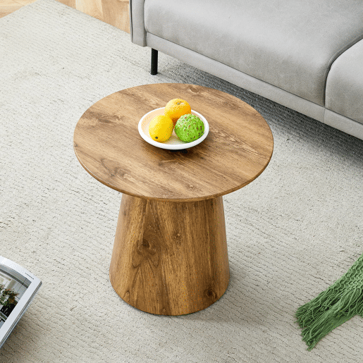 Mesa de centro redonda 50x48 cm - MDF com acabamento em madeira, ideal para sala de estar e varanda - Natural