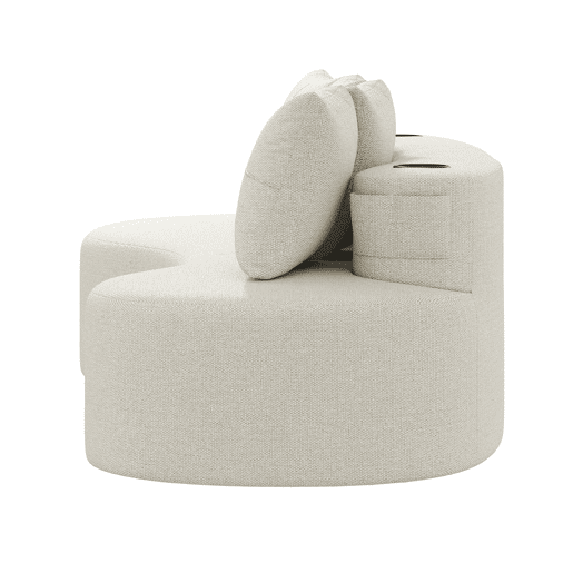 Sofá de linho para 4 pessoas - Almofadas, espuma de alta densidade, porta-copos, bolso lateral - Bege