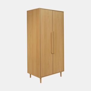 Guarda-roupa com efeito de madeira, 2 portas, Juliana, Carvalho, 80x55x180 cm