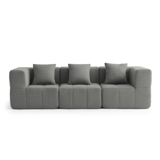 Sofá modular de 3 lugares, tecido bouclé na cor cinza nuvem Sofá modular de 3 lugares, tecido bouclé na cor cinza nuvem