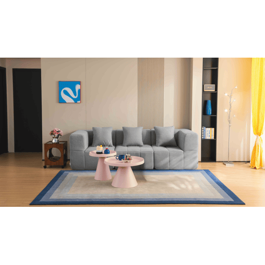 Sofá modular de 3 lugares, tecido bouclé na cor cinza nuvem Sofá modular de 3 lugares, tecido bouclé na cor cinza nuvem