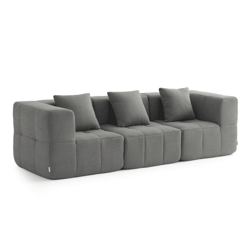 Sofá modular de 3 lugares, tecido bouclé na cor cinza nuvem Sofá modular de 3 lugares, tecido bouclé na cor cinza nuvem