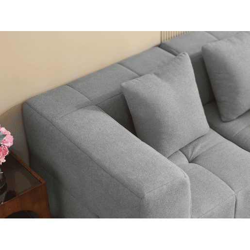 Sofá modular de 3 lugares, tecido bouclé na cor cinza nuvem Sofá modular de 3 lugares, tecido bouclé na cor cinza nuvem