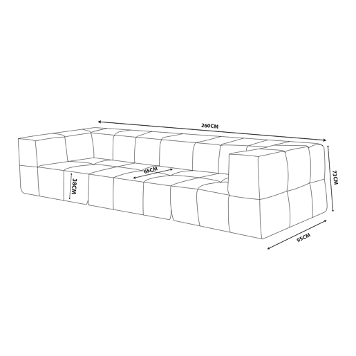 Sofá modular de 3 lugares, tecido bouclé na cor cinza nuvem Sofá modular de 3 lugares, tecido bouclé na cor cinza nuvem