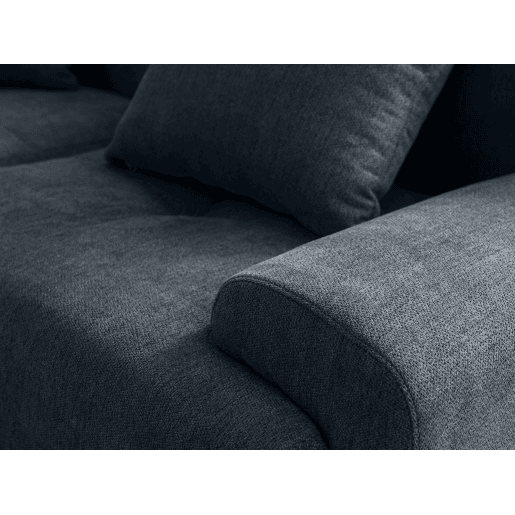 Sofá modular de 3 lugares, tecido chenille na cor azul acinzentado