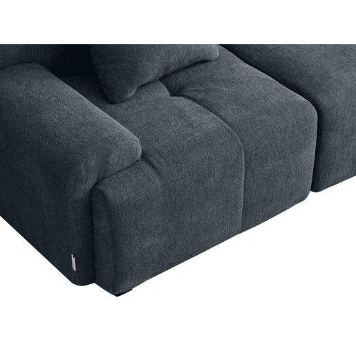 Sofá modular de 3 lugares, tecido chenille na cor azul acinzentado