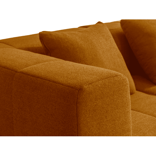 Sofá modular de 3 lugares com chaise longue, tecido bouclé na cor marrom canela