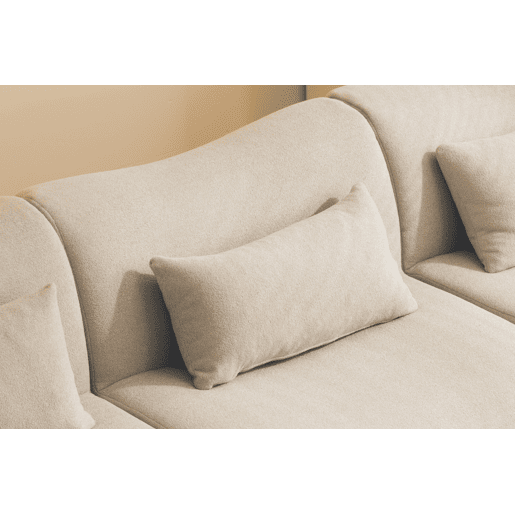 Sofá modular de 3 lugares, tecido bouclé na cor bege pedra