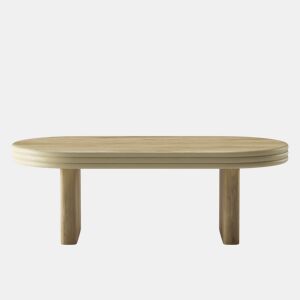 Mesa de centro ovalada 120x60cm - Estilo mid century, madeira rústica, versátil - Natural