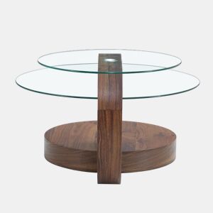 Mesa de centro moderna - design multicamadas, suporte em MDF - TransparenteNogueira