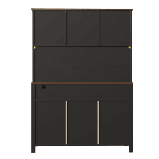 Armário de cozinha 120x40x170 cm - 4 portas, 3 gavetas, LED, USB, preto