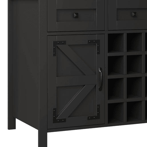 Armário de cozinha 120x40x170 cm - 4 portas, 3 gavetas, LED, USB, preto