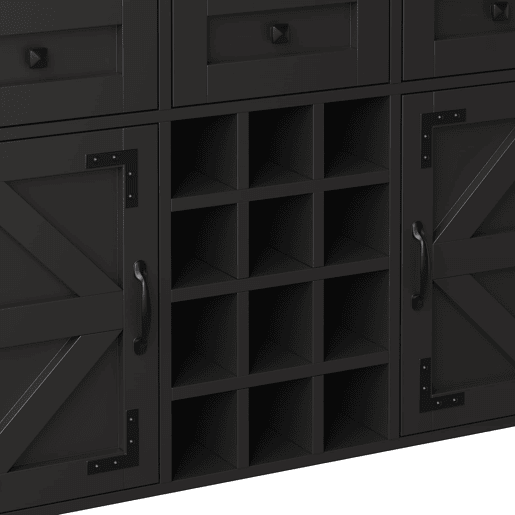 Armário de cozinha 120x40x170 cm - 4 portas, 3 gavetas, LED, USB, preto