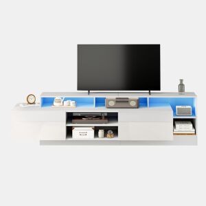 Móvel de TV 190x40x48,5 cm - Lowboard moderno com LED e design de alto brilho para TVs até 70 - Branco