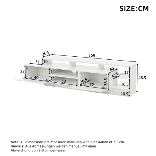 Móvel de TV 190x40x48,5 cm - Lowboard moderno com LED e design de alto brilho para TVs até 70 - Branco Móvel de TV 190x40x48,5 cm - Lowboard moderno com LED e design de alto brilho para TVs até 70 - Branco