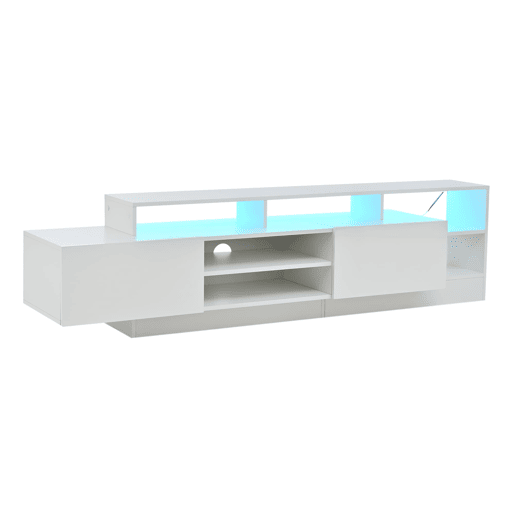 Móvel de TV 190x40x48,5 cm - Lowboard moderno com LED e design de alto brilho para TVs até 70 - Branco Móvel de TV 190x40x48,5 cm - Lowboard moderno com LED e design de alto brilho para TVs até 70 - Branco