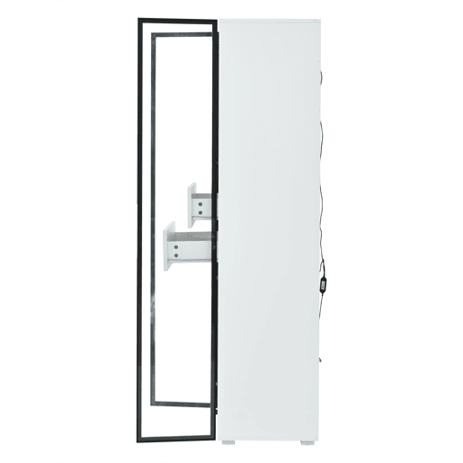 Vitrine 60x40x160 cm - Porta em vidro temperado, LED, 2 prateleiras e 2 gavetas - Preto e branco