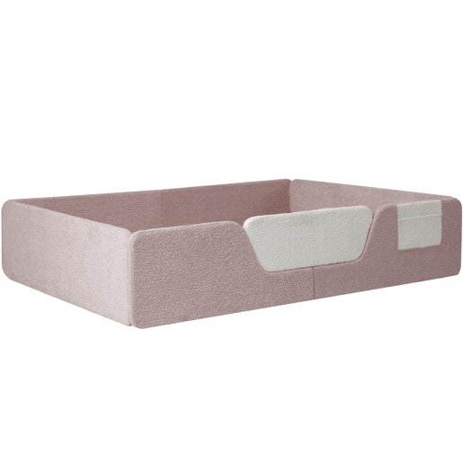Cama estofada, 140x190 cm - Barreiras removíveis, bolso lateral, veludo único - Rosa