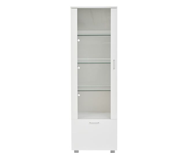 Vitrina 50x40x160cm - led, puerta acrílica, 3 estantes - blanco alto brillo