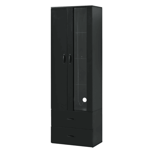 Vitrine LED com 2 portas - Porta transparente, independente, sala de estar - Preto Vitrine LED com 2 portas - Porta transparente, independente, sala de estar - Preto