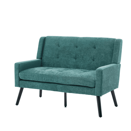Banco estofado de 2 lugares - Assento de espuma densa e pés de madeira antiderrapantes - Verde Retro