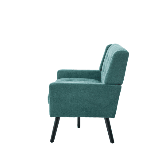 Banco estofado de 2 lugares - Assento de espuma densa e pés de madeira antiderrapantes - Verde Retro