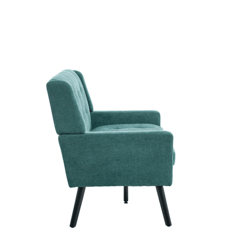 Banco estofado de 2 lugares - Assento de espuma densa e pés de madeira antiderrapantes - Verde Retro