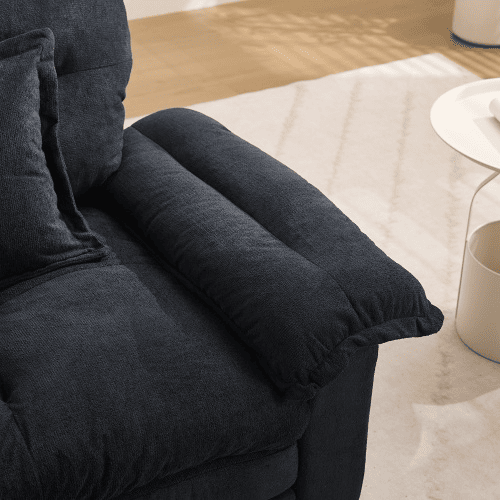 Sofá de 2 peças 3+2 lugares - Chenille, almofadas decorativas, assento profundo - Preto