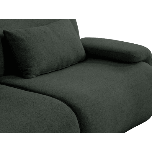 Sofá modular de 3 lugares com chaise longue, tecido bouclé na cor verde floresta