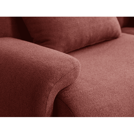 Sofá modular de 3 lugares com chaise longue, tecido bouclé na cor vermelho terracota