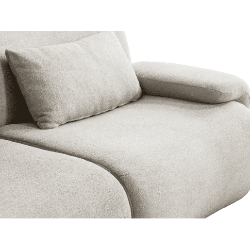 Sofá modular de 3 lugares, tecido bouclé na cor bege creme