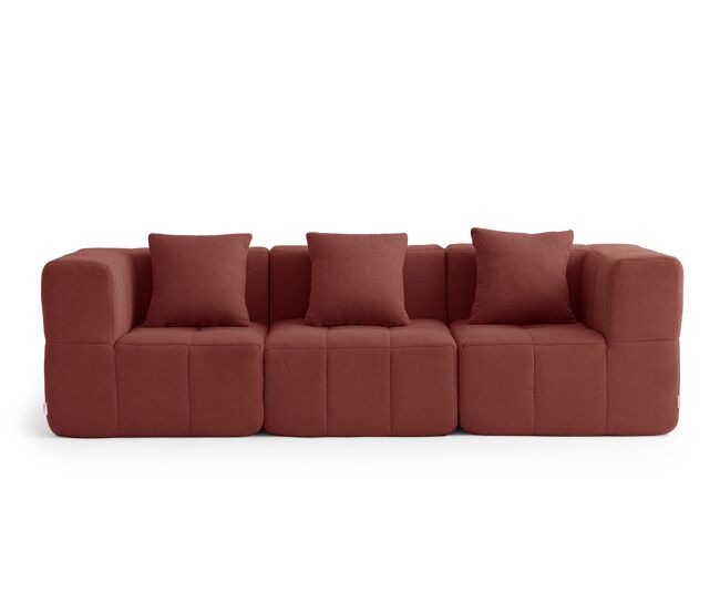Sofá modular de 3 plazas, tejido bouclé en color rojo terracota