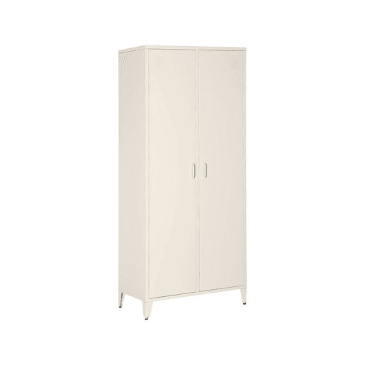 Guarda-roupa industrial em metal com 2 portas, 4 prateleiras, 1 cabideiro, Soho, Beige, 48x80x181 cm
