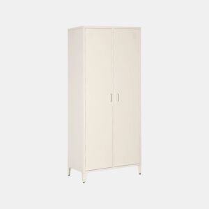 Guarda-roupa industrial em metal com 2 portas, 4 prateleiras, 1 cabideiro, Soho, Beige, 48x80x181 cm