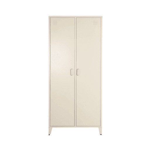Guarda-roupa industrial em metal com 2 portas, 4 prateleiras, 1 cabideiro, Soho, Beige, 48x80x181 cm