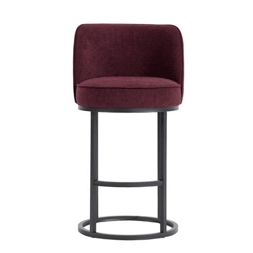 Banco de bar 2 unidades - moderno, acolchoado, pernas metálicas pretas - vermelho vinho