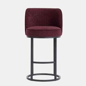 Banco de bar 2 unidades - moderno, acolchoado, pernas metálicas pretas - vermelho vinho